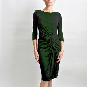 Barneys New York Black Silk Bodycon Ruched Dress